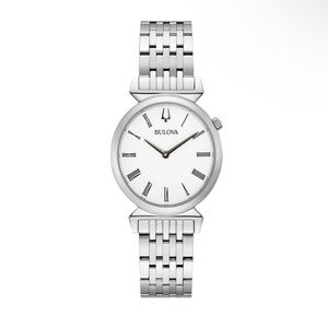 New Gorgeous Bulova Regatta 96L275 Silver Women's Bracelet Watch w/ White Dial